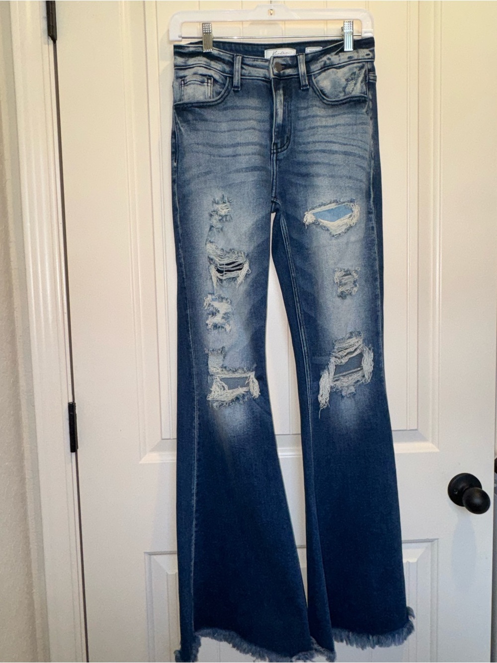 Kancan Distressed High-Rise Flare Jeans -